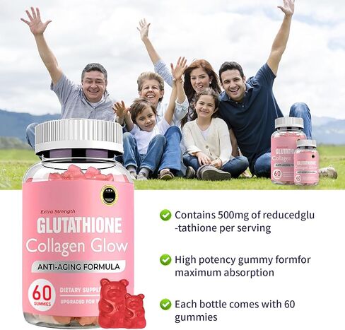 Glutathione Collagen Glow Gummies, Glutathione Collagen Gummies for Women, Glow Beauty Collagen Gummies for Dark Spot, Korean Organic Collagen Gummies for Skin Care Anti-Aging in Saudi Arabia