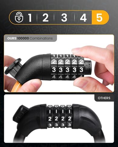 Bike Lock Cable, Combination Bicycle Lock, 5-Digit Resettable Combination Bicycle Lock Anti-Theft, Lock for Bicycle Scooter-Pink in Saudi Arabia