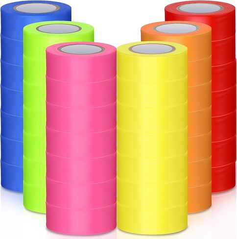 Hoolerry Flagging Tape Assorted Colors, Non Adhesive Marking Tape, Multipurpose Neon Surveyors Tape 1 Inch Wide for Tree Marking, Hunting Trail Tape, Boundaries and Hazardous Areas Marking (24 Pcs) in Saudi Arabia