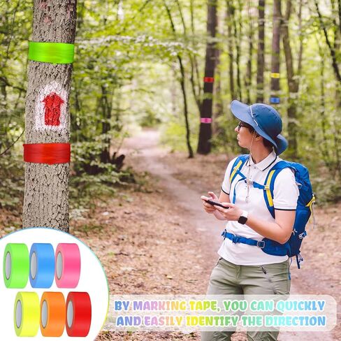 Hoolerry Flagging Tape Assorted Colors, Non Adhesive Marking Tape, Multipurpose Neon Surveyors Tape 1 Inch Wide for Tree Marking, Hunting Trail Tape, Boundaries and Hazardous Areas Marking (24 Pcs) in Saudi Arabia
