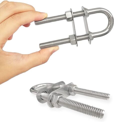 Boat U Bolt Stern Bow Eye Tie Down, Marine Stainless Steel with Hex Nuts and Washers, 4-1/2 in Overall Length, 3/8 in Stock, 3 in Thread Length (1 PCS) in Kuwait