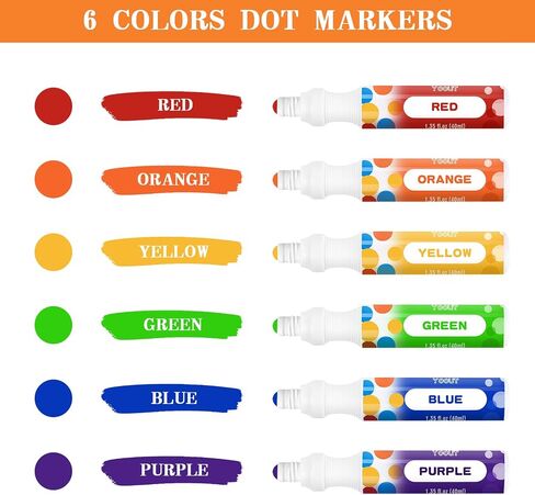 2.80oz Bingo Daubers Bulk, Dot Markers Paint Art for Toddlers, Set of 6 Bingo Markers, Mixed Colors(6 Colors) in Saudi Arabia