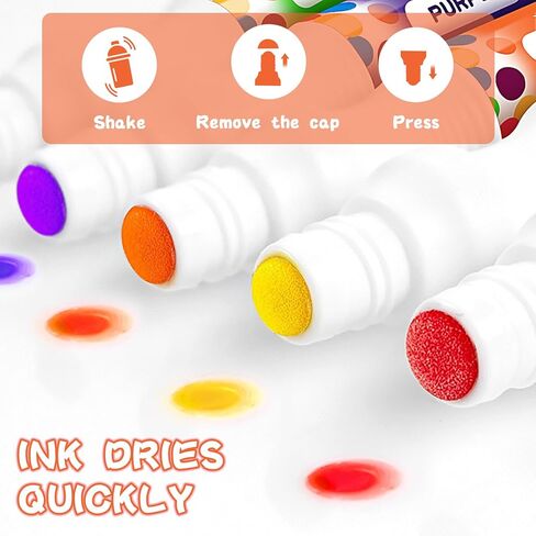 2.80oz مجموعة Bingo Daubers، رسم فني لأقلام التحديد المنقطة للأطفال الصغار، مجموعة من 6 أقلام تحديد Bingo، ألوان مختلطة (6 ألوان) in Kuwait