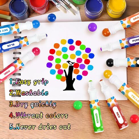 2.80oz مجموعة Bingo Daubers، رسم فني لأقلام التحديد المنقطة للأطفال الصغار، مجموعة من 6 أقلام تحديد Bingo، ألوان مختلطة (6 ألوان) in Kuwait