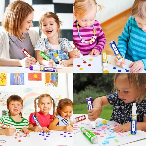 2.80oz مجموعة Bingo Daubers، رسم فني لأقلام التحديد المنقطة للأطفال الصغار، مجموعة من 6 أقلام تحديد Bingo، ألوان مختلطة (6 ألوان) in Kuwait