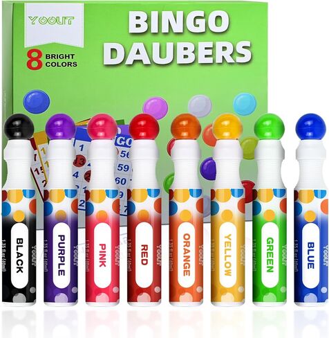 2.80oz مجموعة Bingo Daubers، رسم فني لأقلام التحديد المنقطة للأطفال الصغار، مجموعة من 6 أقلام تحديد Bingo، ألوان مختلطة (6 ألوان) in Kuwait
