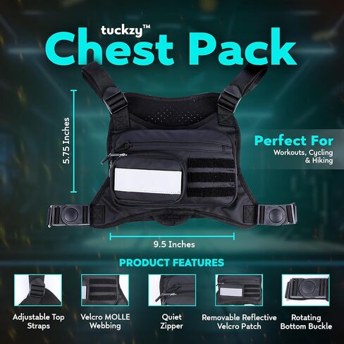 Outdoor Sports Chest Bag for Men Women, Lightweight Water Resistant Chest Rig, Running Vest for Men with Reflective Velcro in Saudi Arabia