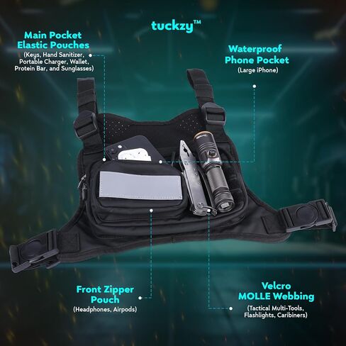 Outdoor Sports Chest Bag for Men Women, Lightweight Water Resistant Chest Rig, Running Vest for Men with Reflective Velcro in Saudi Arabia