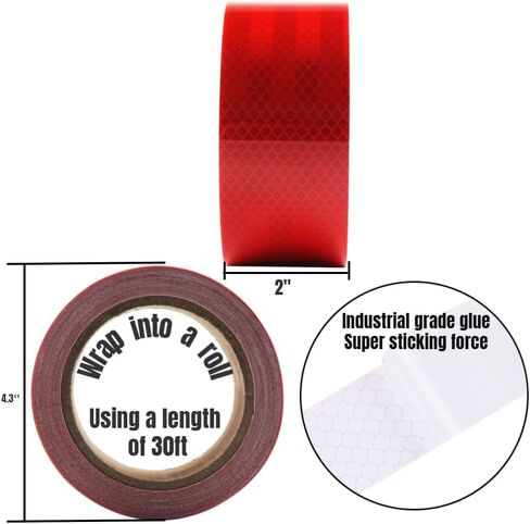 Reflective Tape 1 inch Wide 15 FT Long High Intensity Red Trailer Reflector Safety Conspicuity Tape for Vehicles Trucks Bikes Cargos Helmets in Saudi Arabia