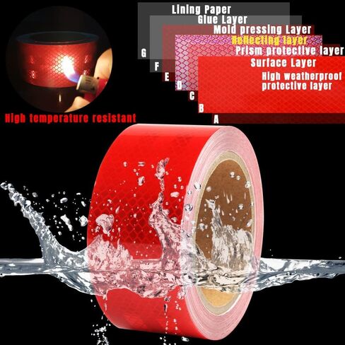Reflective Tape 1 inch Wide 15 FT Long High Intensity Red Trailer Reflector Safety Conspicuity Tape for Vehicles Trucks Bikes Cargos Helmets in Saudi Arabia