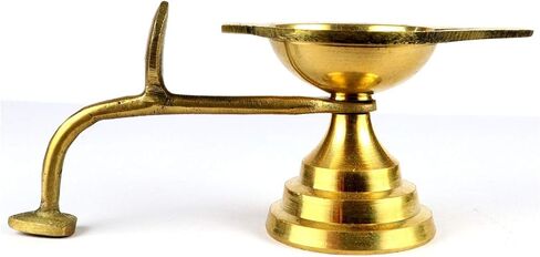 ASHIRWAD Brass Oil/Ghee Aarti Jyot Diya Lamp Arti for Puja Heavy One with Handle (1.5 Inch) in Saudi Arabia