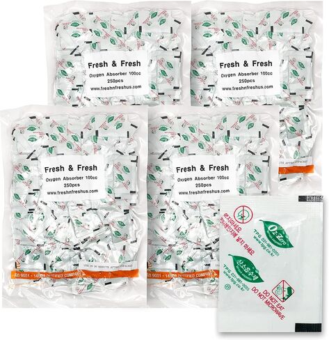 100 CC [500 Packets] Premium Oxygen Absorbers for Food Storage, Oxygen Scavengers Packets(2 Bag of 250 Packets) - ISO 9001 Certified Facility Manufactured in Saudi Arabia