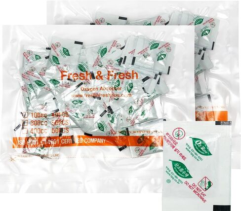 100 CC [500 Packets] Premium Oxygen Absorbers for Food Storage, Oxygen Scavengers Packets(2 Bag of 250 Packets) - ISO 9001 Certified Facility Manufactured in Saudi Arabia