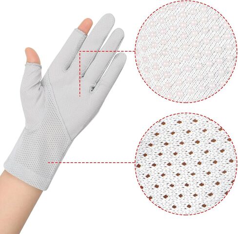 Men's Cotton Thin Sunblock Gloves Fingertip Touch Screen Cycling Driving Gloves Anti-slip UV Protection Sunscreen Sports Gloves for Hiking Fishing Running in Saudi Arabia