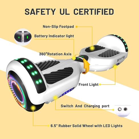 SIMATE Scooter, Bluetooth & Corlorful LED Lights, Gifts for Kids & Adults & Girls & Boys, for All Ages in Kuwait