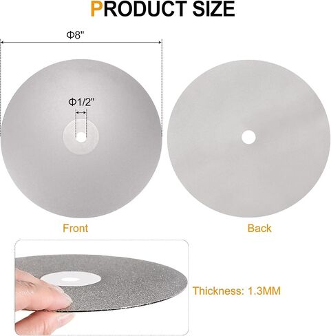 Diamond Flat Lap Disc Set 8" x 1/2" Arbor 320/600/800/1200/3000 Grit Abrasive Wheel Lapping for Grinding Sanding Ceramics, Glass, Stones in Saudi Arabia