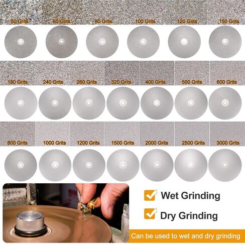 Diamond Flat Lap Disc Set 8" x 1/2" Arbor 320/600/800/1200/3000 Grit Abrasive Wheel Lapping for Grinding Sanding Ceramics, Glass, Stones in Saudi Arabia