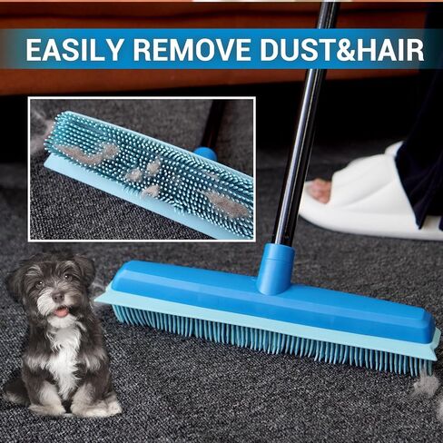 Rubber Broom for Pet Hair Removal, Lint Remover Brush, Cat Dog Hair Broom for Carpet, Hardwood Floor, Rubber Brooms for Sweeping Indoor, Carpet Rake with Floor Squeegee, in Saudi Arabia