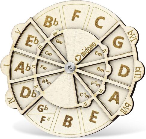 Wooden Melody Tool, 4.8 Inch Wooden Chord Wheel Circle of Fifths Wheel Round Melody Chord Tool Wooden Musical Educational Tool for Piano Violin Guitar Bass in Saudi Arabia