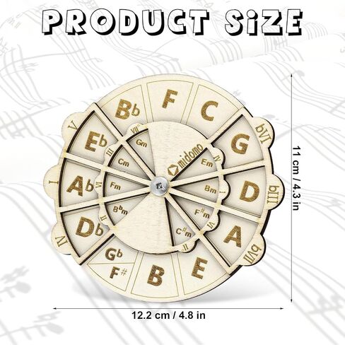 Wooden Melody Tool, 4.8 Inch Wooden Chord Wheel Circle of Fifths Wheel Round Melody Chord Tool Wooden Musical Educational Tool for Piano Violin Guitar Bass in Saudi Arabia
