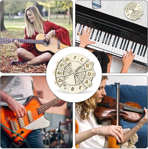 Wooden Melody Tool, 4.8 Inch Wooden Chord Wheel Circle of Fifths Wheel Round Melody Chord Tool Wooden Musical Educational Tool for Piano Violin Guitar Bass in Saudi Arabia