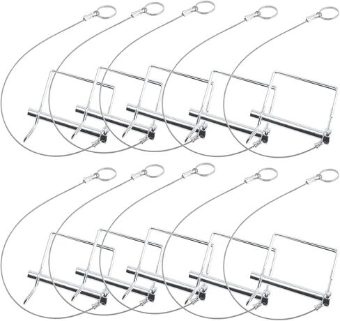 Trailer Coupler Pin, Wire Lock Pin, Shaft Locking Pin, Safety Coupler Pin 5/16 Inch Diameter x 2-3/4 Inch, Square Lock Pins, with Stainless Steel Extended Wire and Quick Release Ring (10) in Kuwait