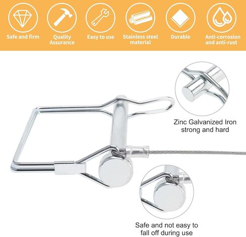 Trailer Coupler Pin, Wire Lock Pin, Shaft Locking Pin, Safety Coupler Pin 5/16 Inch Diameter x 2-3/4 Inch, Square Lock Pins, with Stainless Steel Extended Wire and Quick Release Ring (10) in Kuwait