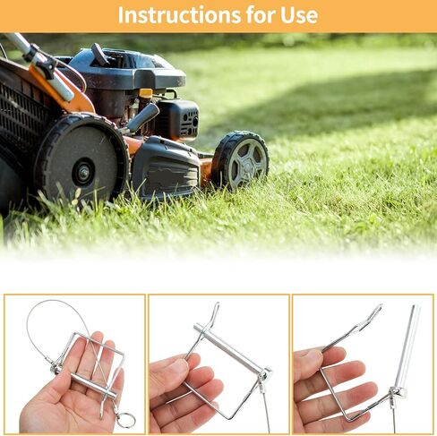 Trailer Coupler Pin, Wire Lock Pin, Shaft Locking Pin, Safety Coupler Pin 5/16 Inch Diameter x 2-3/4 Inch, Square Lock Pins, with Stainless Steel Extended Wire and Quick Release Ring (10) in Kuwait