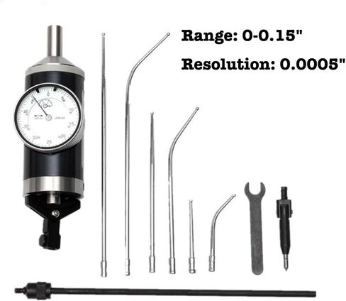 مجموعة مؤشرات محورية، مجموعة مؤشرات مركزية محورية 0-0.15 بوصة/0.0005 بوصة، مؤشر رقمي مزود بمستشعرات مستقيمة ومنحنية وحقيبة تخزين، قرص اختبار مركزي لآلة الطحن in Kuwait