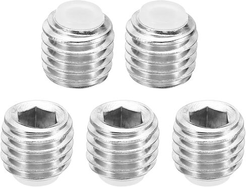 PATIKIL M5x12mm Nylon Tip Grub Screw, 5 Pack Metric Hex Socket Head Cup Point Anti Slip Set Screws Internal Hex Drive Hardware, 304 Stainless Steel in Saudi Arabia