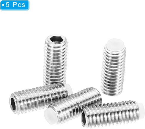 PATIKIL M5x12mm Nylon Tip Grub Screw, 5 Pack Metric Hex Socket Head Cup Point Anti Slip Set Screws Internal Hex Drive Hardware, 304 Stainless Steel in Saudi Arabia