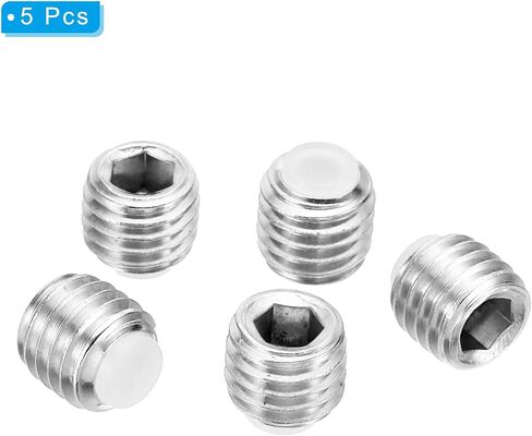 PATIKIL M5x12mm Nylon Tip Grub Screw, 5 Pack Metric Hex Socket Head Cup Point Anti Slip Set Screws Internal Hex Drive Hardware, 304 Stainless Steel in Saudi Arabia