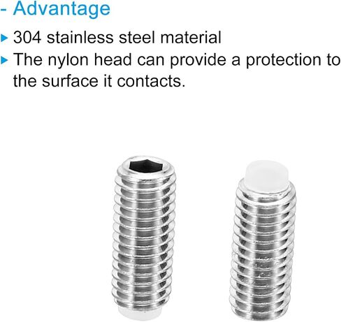 PATIKIL M5x12mm Nylon Tip Grub Screw, 5 Pack Metric Hex Socket Head Cup Point Anti Slip Set Screws Internal Hex Drive Hardware, 304 Stainless Steel in Saudi Arabia