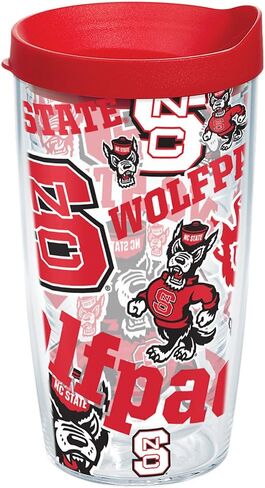 Tervis Made in USA Double Walled North Carolina State Wolfpack Insulated Tumbler Cup Keeps Drinks Cold & Hot, 16oz, All Over in Saudi Arabia