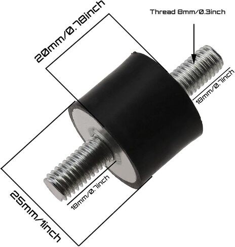 4 Packs M8 Double Male Anti Vibration Rubber Mount Kit 25x20mm for Air Compressor Pump Rubber Shock Absorber Mount Bobbin in Saudi Arabia