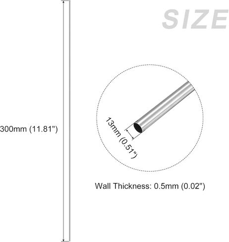 304 Stainless Steel Tube (13mm OD x 0.5mm Wall T x 300mm L), Straight Tubing - for Home Furnishing, Machinery in Saudi Arabia