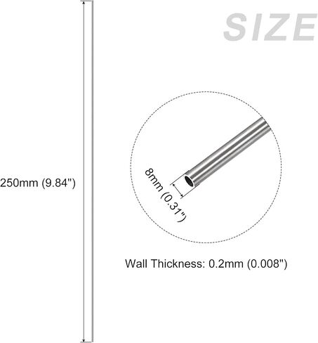 304 Stainless Steel Tube (13mm OD x 0.5mm Wall T x 300mm L), Straight Tubing - for Home Furnishing, Machinery in Saudi Arabia
