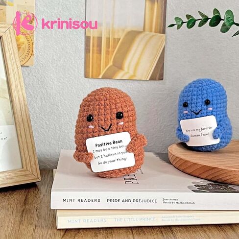 مجموعة حبوب القهوة الإيجابية من الكروشيه، 3 قطع من الخضروات الكروشيه ذات الدعم العاطفي مع بطاقة ملهمة، هدايا صغيرة للتشجيع للنساء والأصدقاء in Kuwait