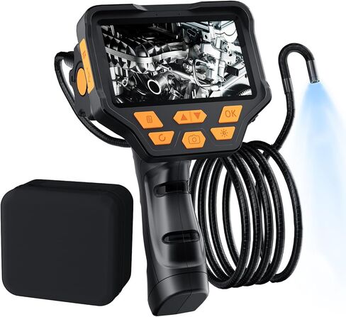 كاميرا منظار 1080 بكسل ثنائية الاتجاه مع ضوء، مقاومة للماء IP68، شاشة IPS 4.5 بوصة، مسبار 8 مم، شبه صلب 3FT، كابل لمحرك ماكينات السيارات in Kuwait