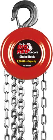 BIG RED Hand Chain Hoist 1 Ton 2000 Lbs Capacity 8ft/2.5m Torin Manual Chain Fall with 2 Heavy Duty Hooks, for Warehouse Automotive Machinery, Red, ATR9010R in Saudi Arabia