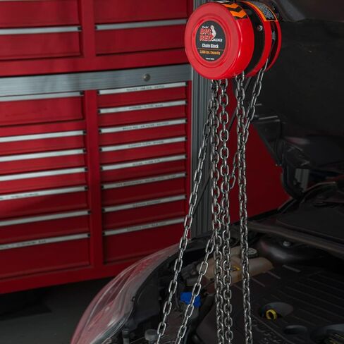 BIG RED Hand Chain Hoist 1 Ton 2000 Lbs Capacity 8ft/2.5m Torin Manual Chain Fall with 2 Heavy Duty Hooks, for Warehouse Automotive Machinery, Red, ATR9010R in Saudi Arabia