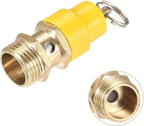 MECCANIXITY Air Compressor Pressure Safety Valve Yellow G 1/2 Male Threaded 115 PSI and Red G 1/8 Male Threaded 115 PSI Brass Safety Valve for Air Compressors in Saudi Arabia