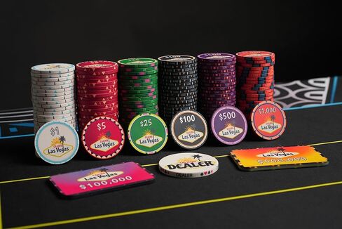 Vegas Chip Ceramic Poker Chip Set for Texas Hold'em - 500-Piece Poker Ceramic Kit, 10-Gram Poker Chips, Durable & Long-Lasting Numbered Casino Chips - Includes Black Aluminum Case in Saudi Arabia