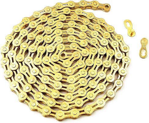 Replacement Mountain Road Bike Chain Parts, 116 Links Half Hollow 6/7/8 Speed Bicycle Chains, 1/2 x 3/32 Inch Gold in Saudi Arabia