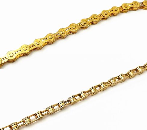 Replacement Mountain Road Bike Chain Parts, 116 Links Half Hollow 6/7/8 Speed Bicycle Chains, 1/2 x 3/32 Inch Gold in Saudi Arabia