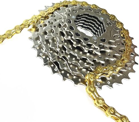Replacement Mountain Road Bike Chain Parts, 116 Links Half Hollow 6/7/8 Speed Bicycle Chains, 1/2 x 3/32 Inch Gold in Saudi Arabia