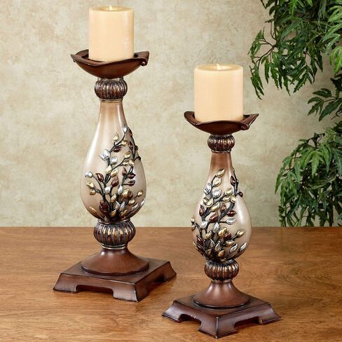 Golden Sunrise Candleholder Set Multi Metallic Set of Two in Saudi Arabia