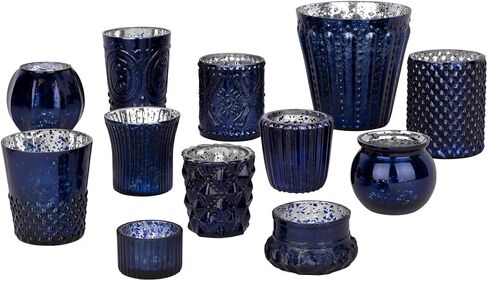 Koyal Wholesale Mismatched Votive Candle Holders Mega Set of 12 (Navy Blue) in Saudi Arabia