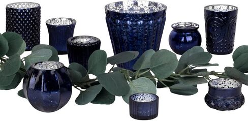 Koyal Wholesale Mismatched Votive Candle Holders Mega Set of 12 (Navy Blue) in Saudi Arabia