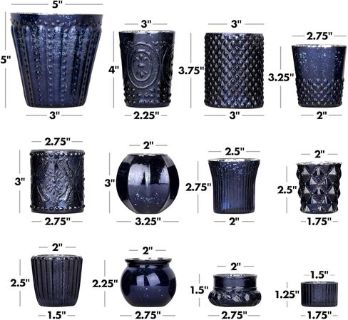 Koyal Wholesale Mismatched Votive Candle Holders Mega Set of 12 (Navy Blue) in Saudi Arabia